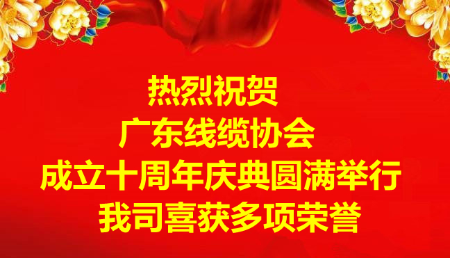 祝賀廣東線纜協(xié)會(huì)成立十周年慶典圓滿舉行，我司喜獲多項(xiàng)榮譽(yù)!